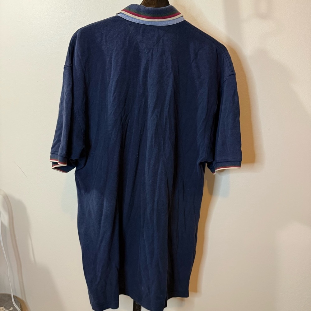 Vintage Tommy Hilfiger Navy Polo with Red and White Accents - Picture 5 of 5